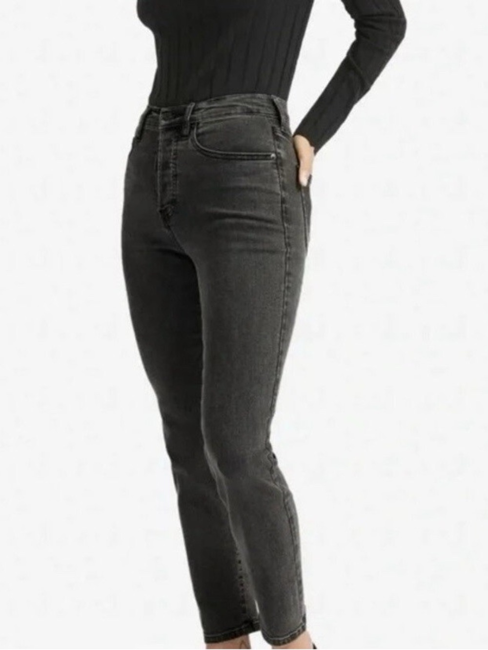 Everlane High-Rise cigarette Washed Charcoal Skinny Jeans